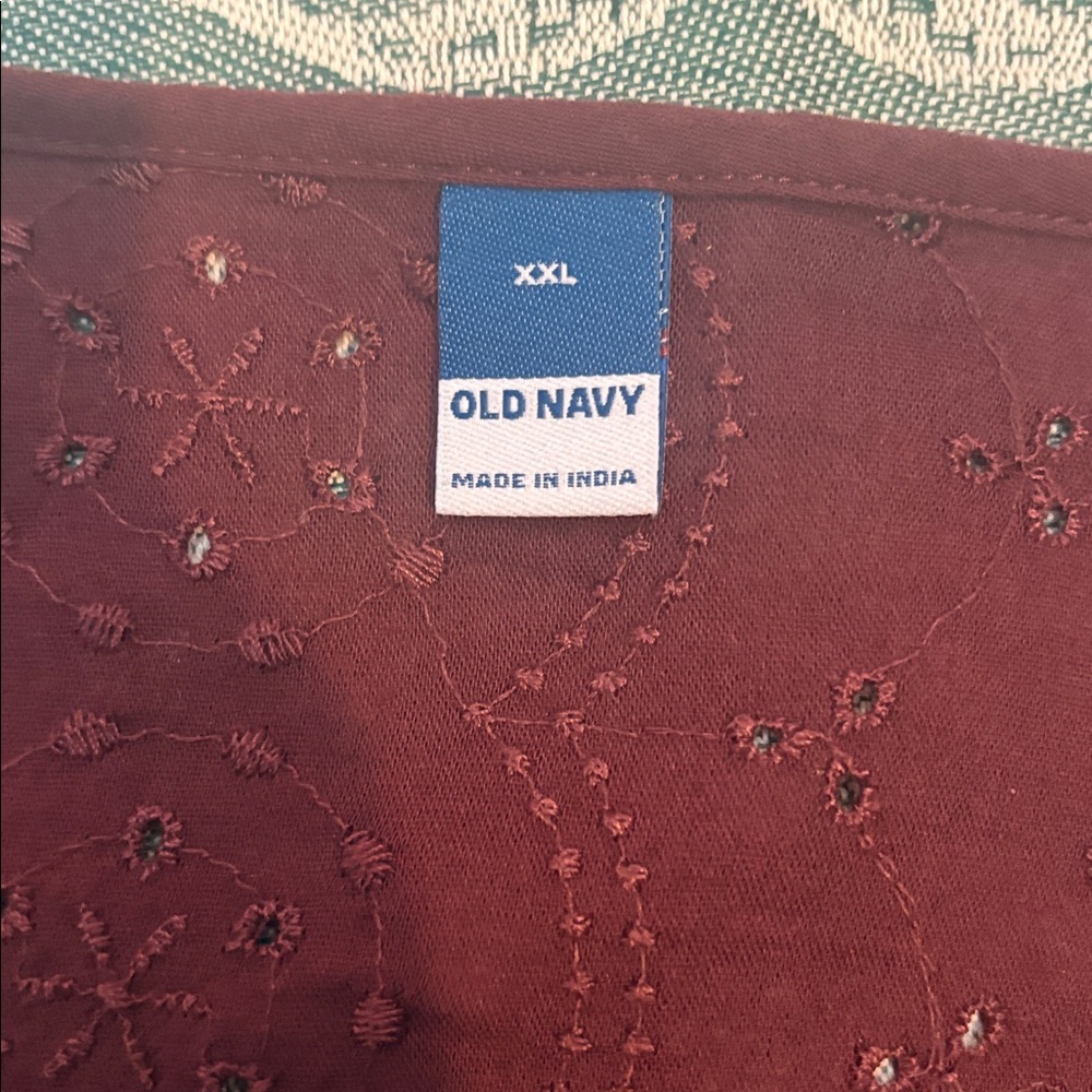 Old Navy Maroon Blouse with Tie Neck - Picture 3 of 4